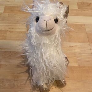 New with tag White Plush Llama with Gold Accents